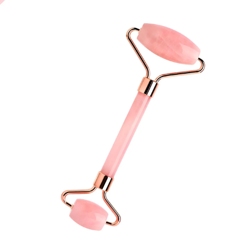 Rolinho Massageador Facial Pedra Quartzo Anti-ruga Skin Care Rosa
